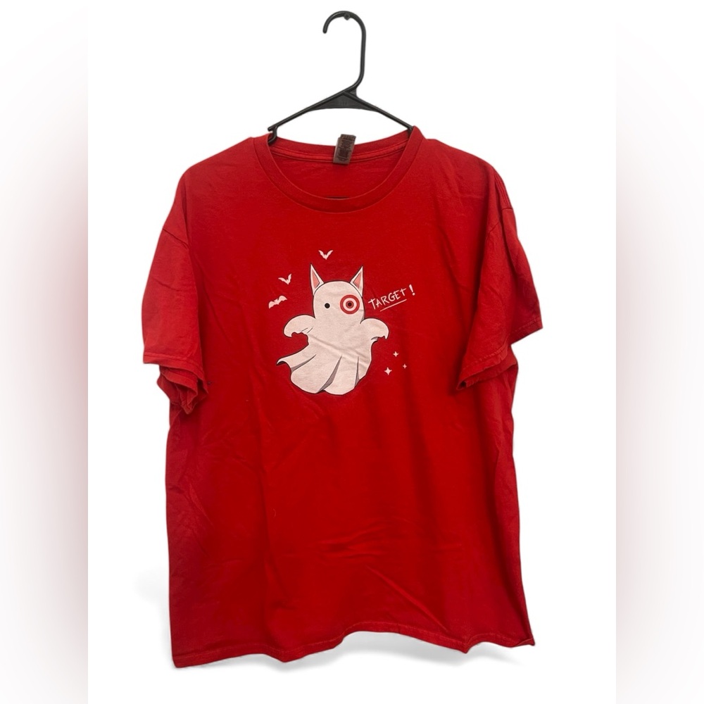 Target Bullseye Mascot Ghost T-Shirt – Halloween Graphic – Red